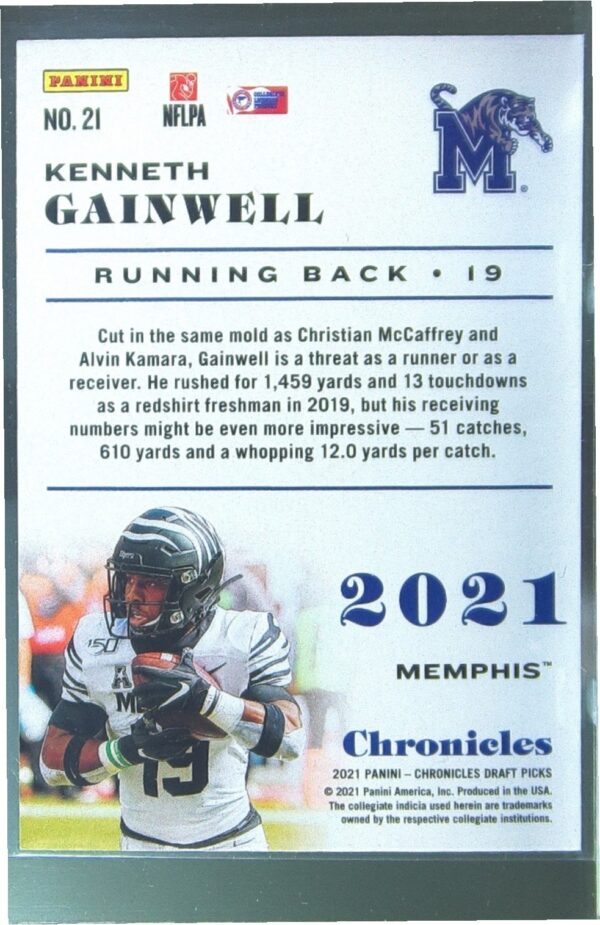 2021 Panini Chronicles Draft Picks Kenneth Gainwell RC #21 Tigers - Image 3