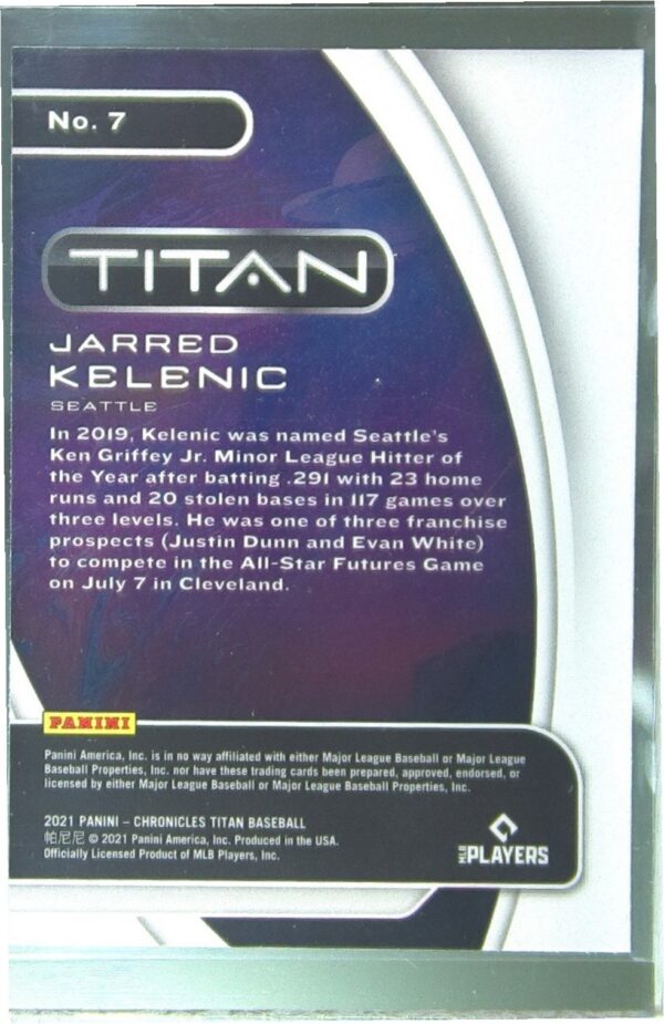 2021 Panini Chronicles Jarred Kelenic RC #7 Mariners Titan - Image 3