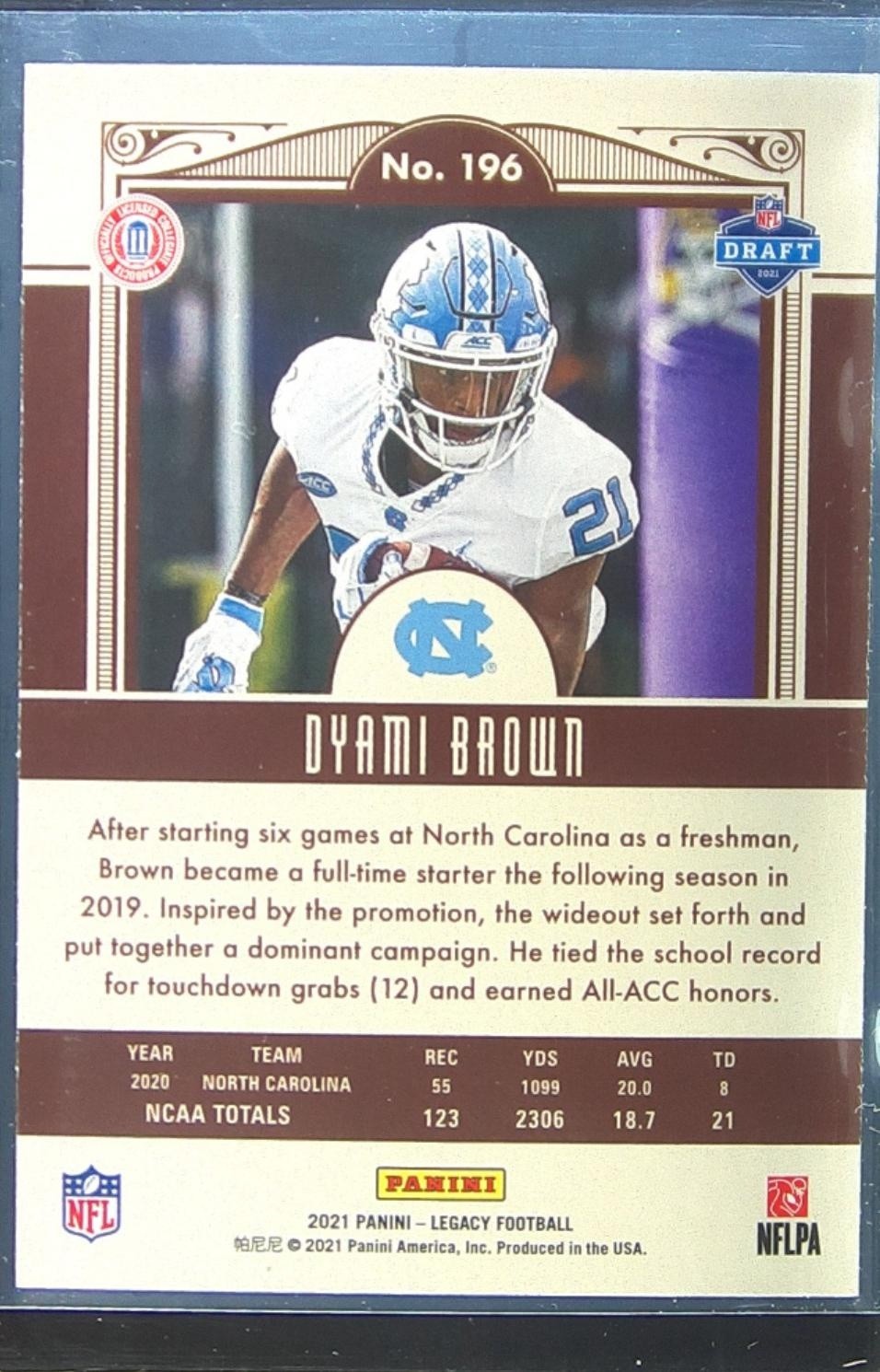 2021 Panini Legacy Dyami Brown RC #196 Heels - Image 3