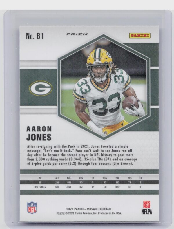 2021 Panini Mosaic Aaron Jones Prizm Reactive Orange #81 Packers - Image 3