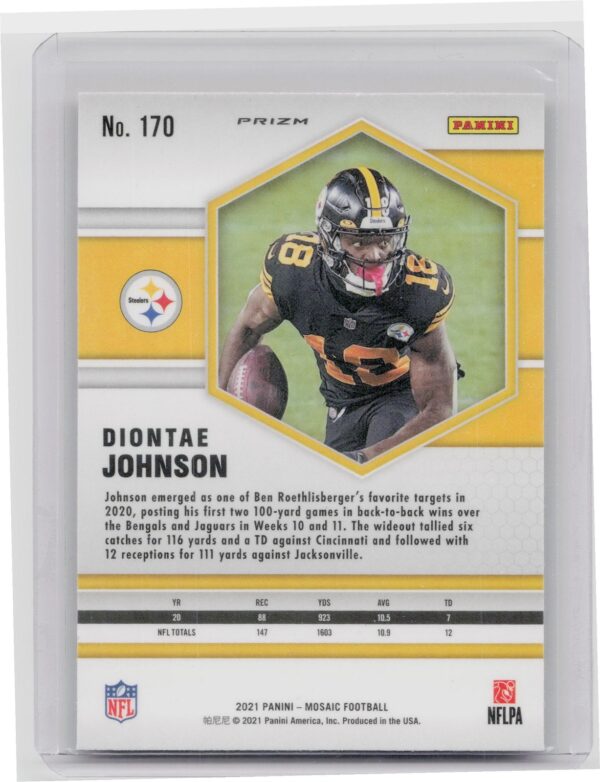 2021 Panini Mosaic Diontae Johnson Prizm Reactive Orange #170 Steelers - Image 3