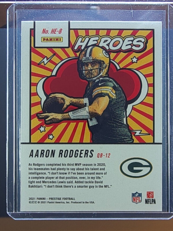 2021 Panini Prestige Aaron Rodgers #HE-8 Packers Heroes - Image 3