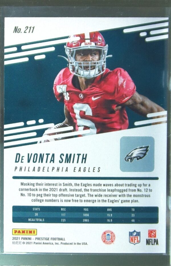 2021 Panini Prestige DeVonta Smith RC #211 Eagles - Image 3