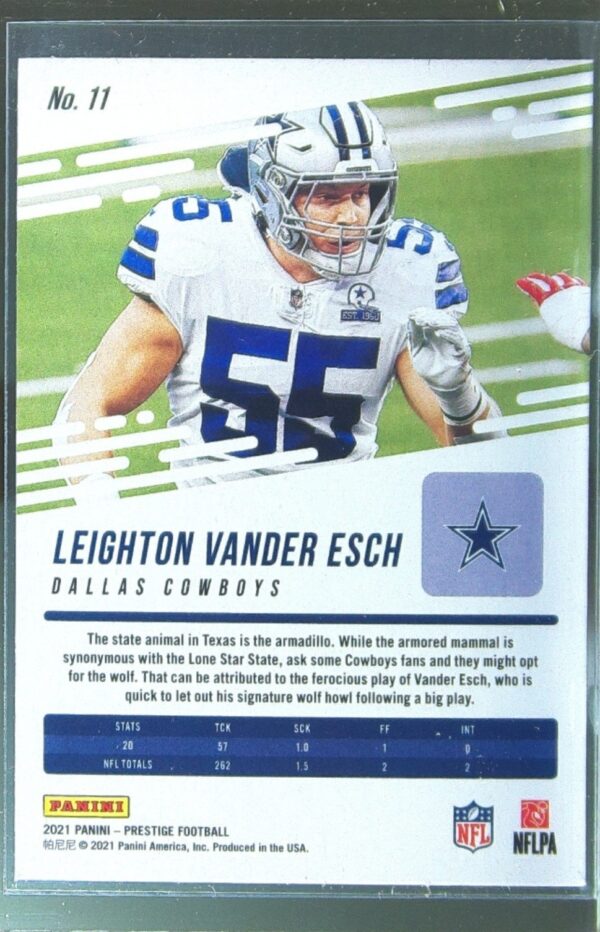 2021 Panini Prestige Leighton Vander Esch Xtra Points Sunburst #11 Cowboys - Image 3