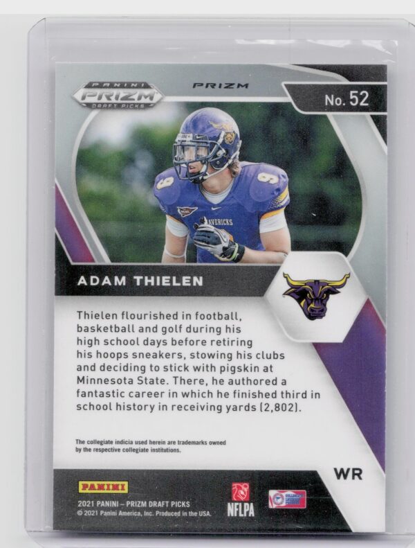 2021 Panini Prizm Draft Picks Collegiate Adam Thielen Red White and Blue #52 Mav - Image 3