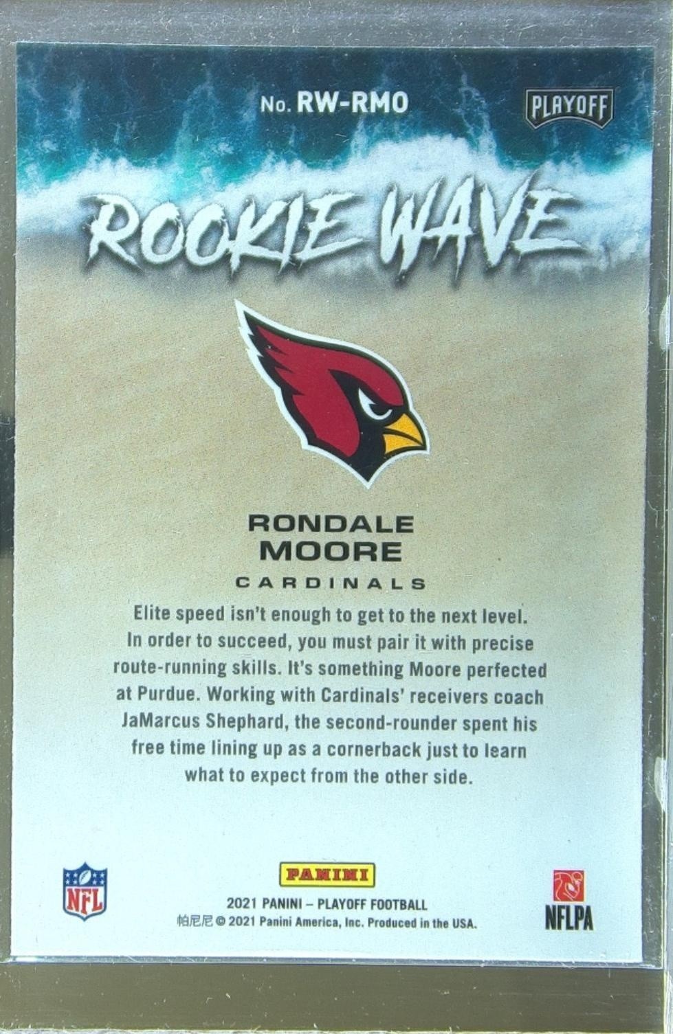 2021 Playoff Rondale Moore RC #RW-RMO Cardinals Rookie Wave - Image 3