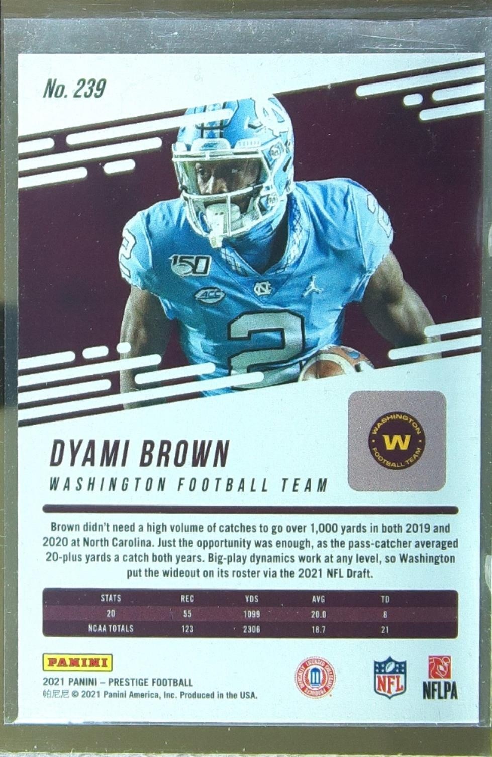 2021 Prestige Dyami Brown Xtra Points Astral RC #239 Team - Image 3