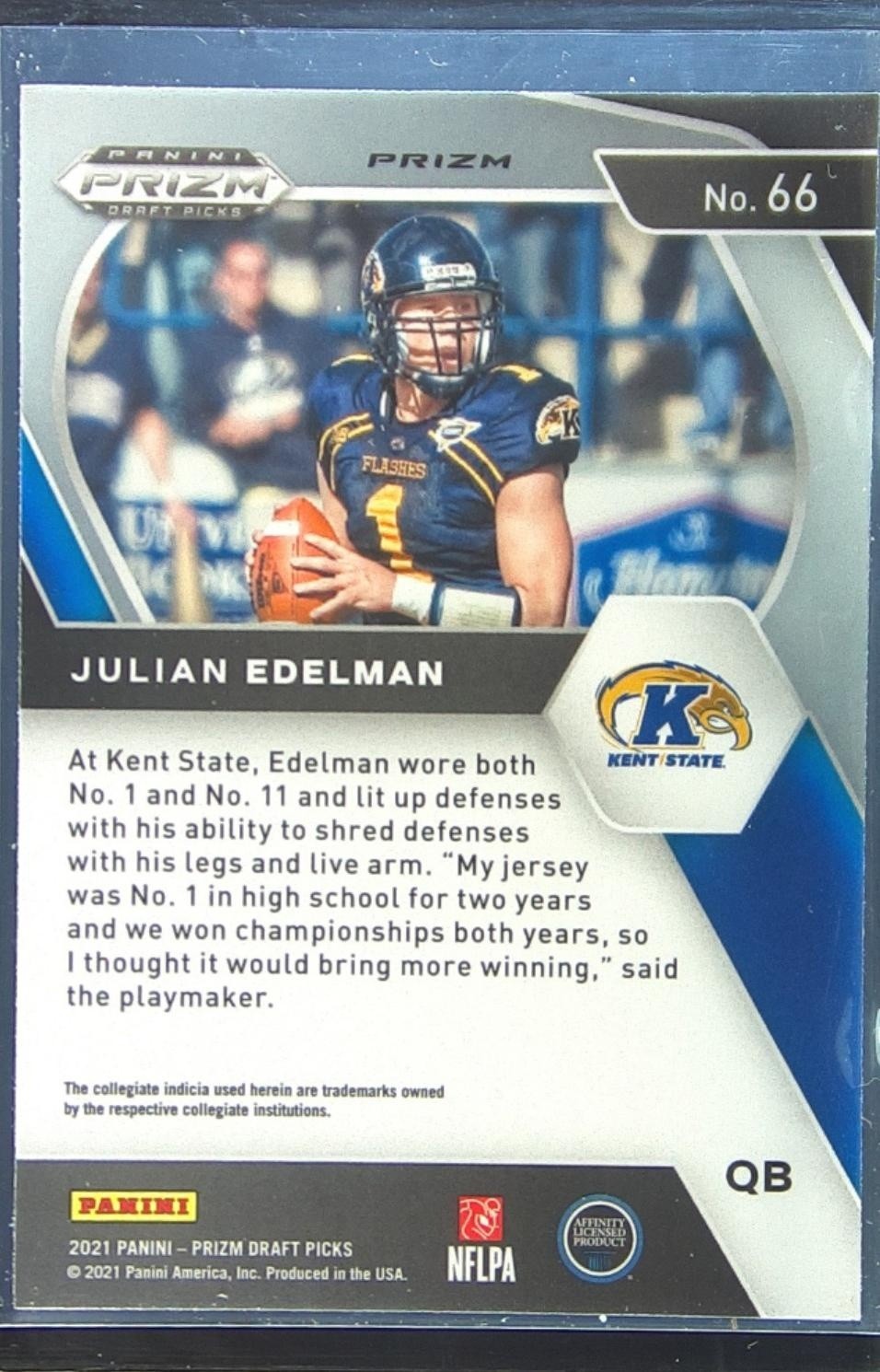 2021 Prizm Draft Picks Julian Edelman Green #66 Flashes - Image 3