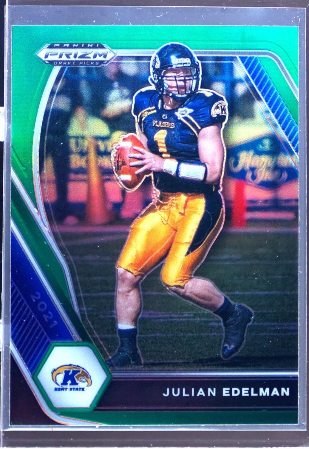 2021 Prizm Draft Picks Julian Edelman Green #66 Flashes