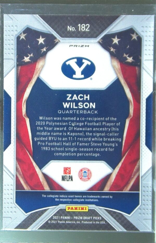 2021 Prizm Draft Picks Zach Wilson Red Ice RC #182 Cougars - Image 3