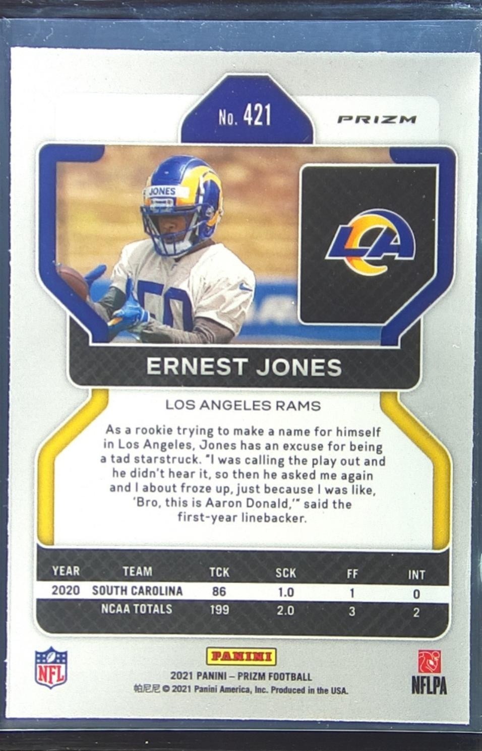 2021 Prizm Ernest Jones Green RC #421 Rams - Image 3