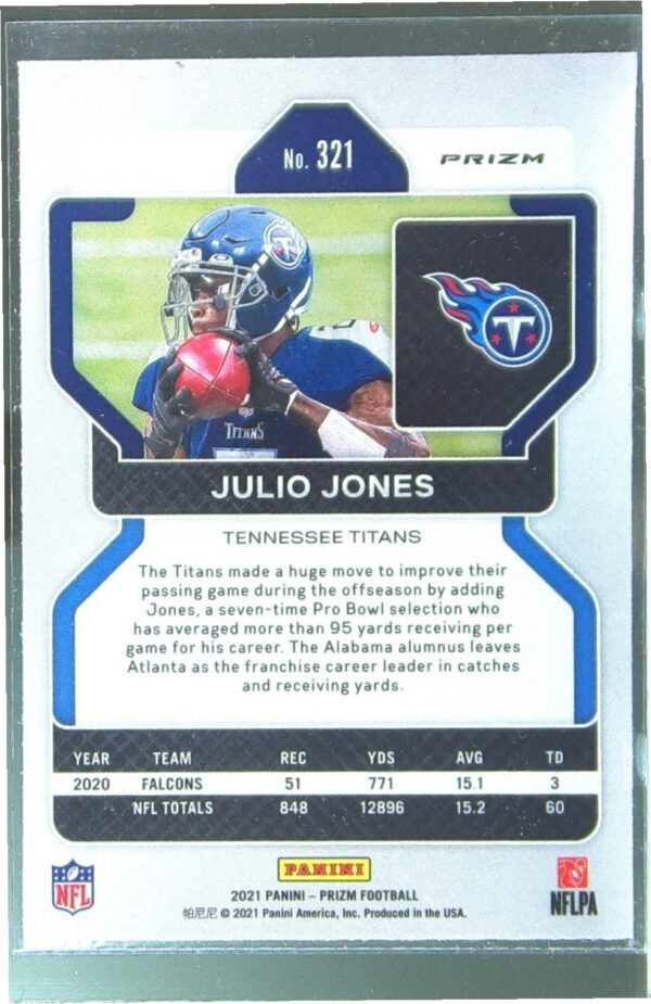 2021 Prizm Julio Jones Green #321 Titans - Image 3