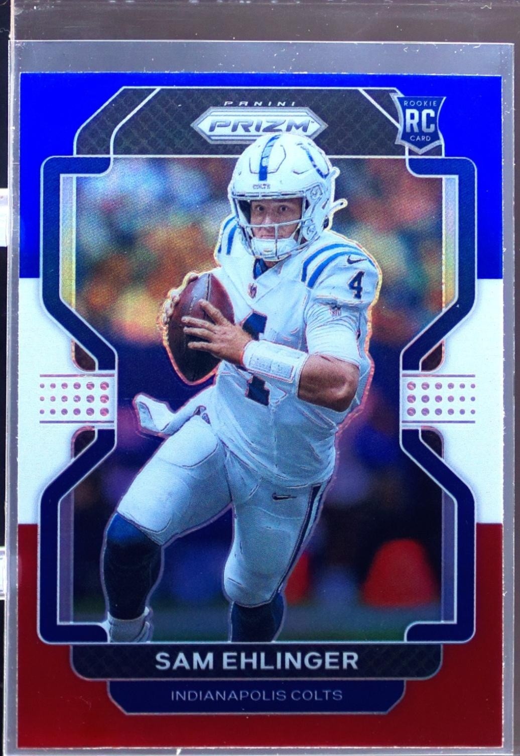 2021 Prizm Sam Ehlinger Red White and Blue RC #395 Colts