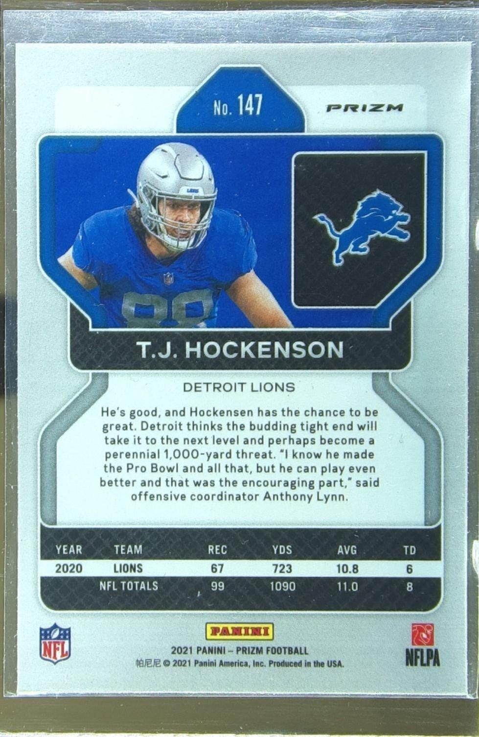 2021 Prizm T.J. Hockenson Red White and Blue #147 Lions - Image 3