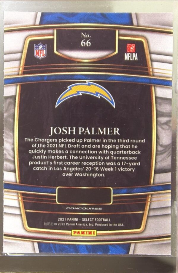2021 Select Josh Palmer RC #66 Chargers - Image 3