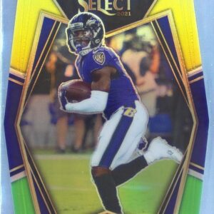 2021 Select Marquise Brown Green and Yellow Prizm Die Cut #105 Ravens