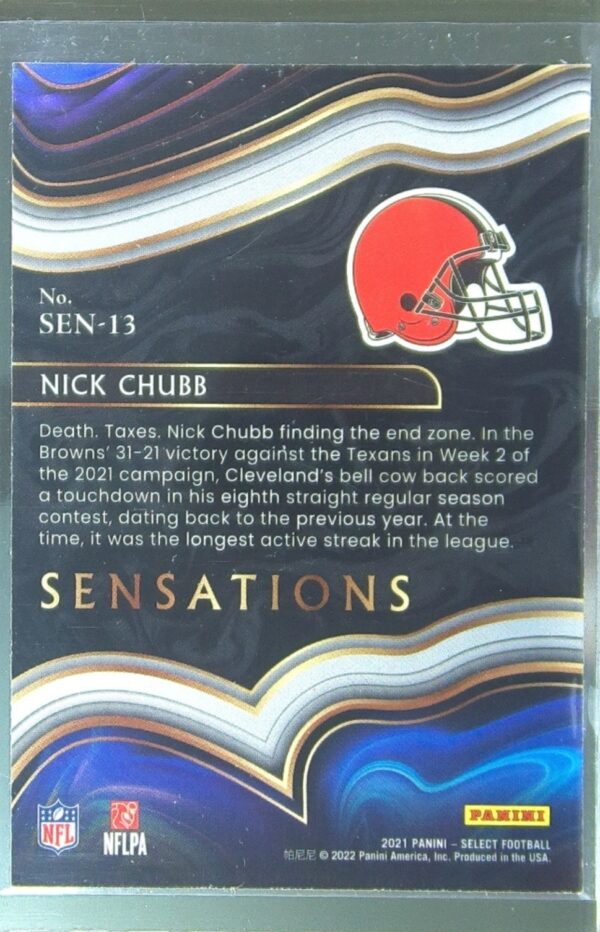2021 Select Nick Chubb #SEN-13 Browns Sensations - Image 3