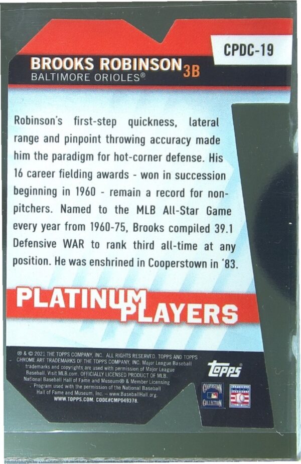 2021 Topps Chrome Update Brooks Robinson #CPDC-19 Platinum Players Die Cuts - Image 3