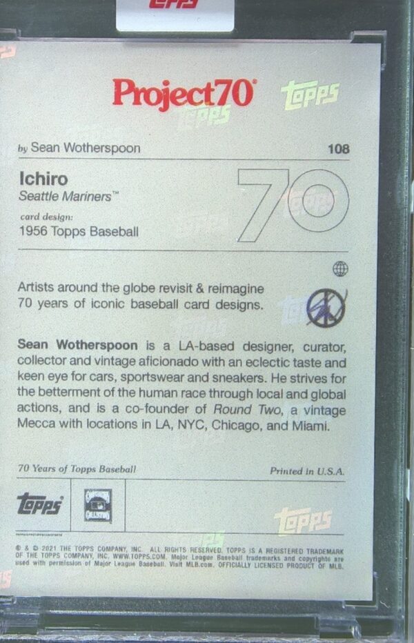 2021 Topps Project70 Ichiro Suzuki #108 Mariners - Image 3