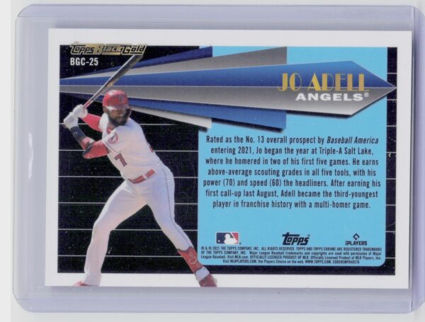 2021 Topps Update Jo Adell #BG-25 Angels Topps Black Gold - Image 3