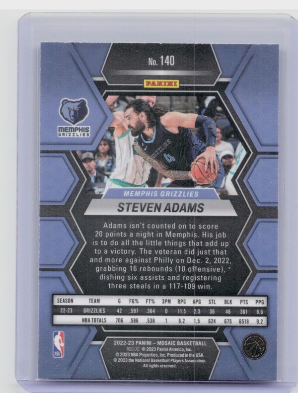 2022-23 Panini Mosaic Steven Adams #140 Grizzlies - Image 3