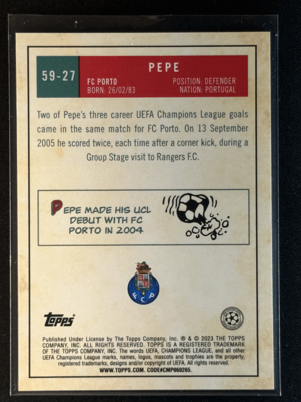 2022-23 Topps Chrome UEFA 1959 Topps Throwback Pepe Refractor FC Porto 59-27 - Image 3
