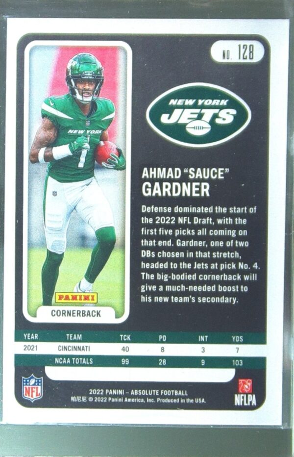 2022 Absolute Ahmad "Sauce" Gardner Retail RC #128 Jets - Image 3