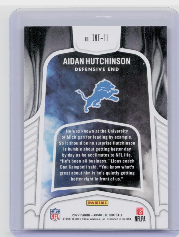 2022 Absolute Aidan Hutchinson Introductions #INT-11 Lions - Image 3