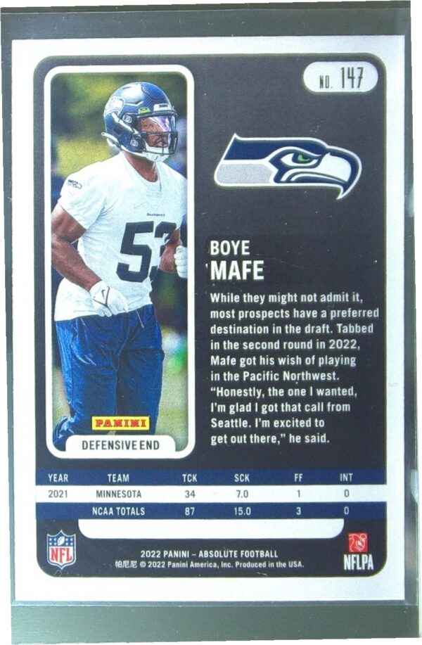 2022 Absolute Boye Mafe Retail RC #147 Seahawks - Image 3