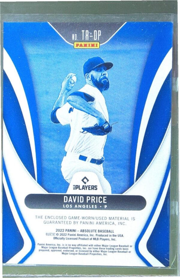 2022 Absolute David Price /199 JSY #TR-DP Dodgers Threads Retail Green - Image 3