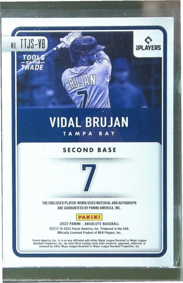 2022 Absolute Vidal Brujan Auto /99 JSY #TTJS-VB Rays Tools of the Trade Jumbo - Image 3
