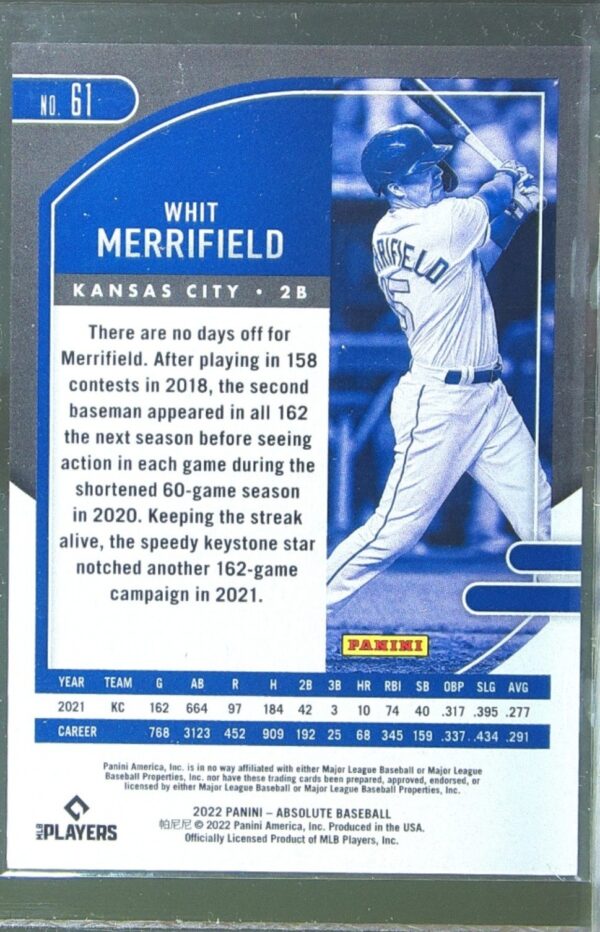 2022 Absolute Whit Merrifield Red /99 #61 Royals - Image 3
