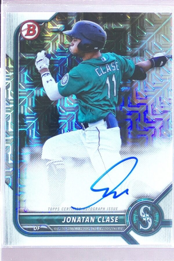 2022 Bowman Chrome Jonatan Clase Auto #BCMA-JC Mariners Mega Chrome Mojo
