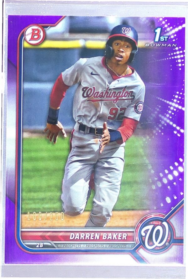 2022 Bowman Darren Baker /250 #BP-131 Nationals Prospects Purple