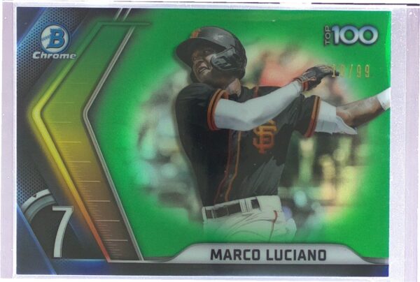 2022 Bowman Marco Luciano /99 #BTP-7 Giants Bowman Scouts' Top 100 Green Refract