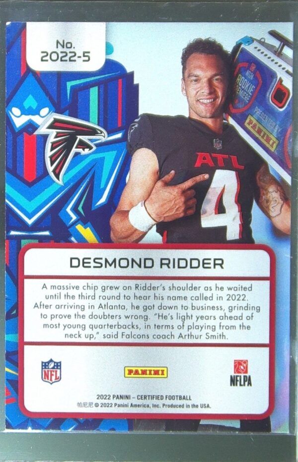 2022 Certified Desmond Ridder Graffiti RC #2022-5 Falcons 2022 - Image 3