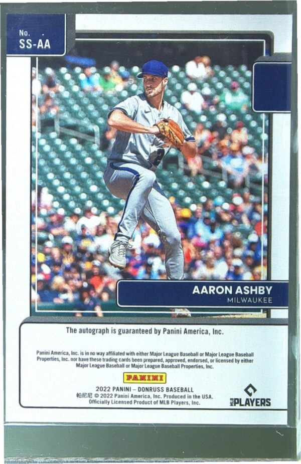 2022 Donruss Aaron Ashby Auto #SS-AA Brewers Signature Series - Image 3