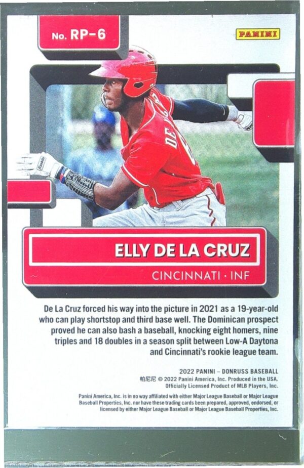 2022 Donruss Elly de la Cruz #RP-6 Reds Rated Prospects Rapture - Image 3