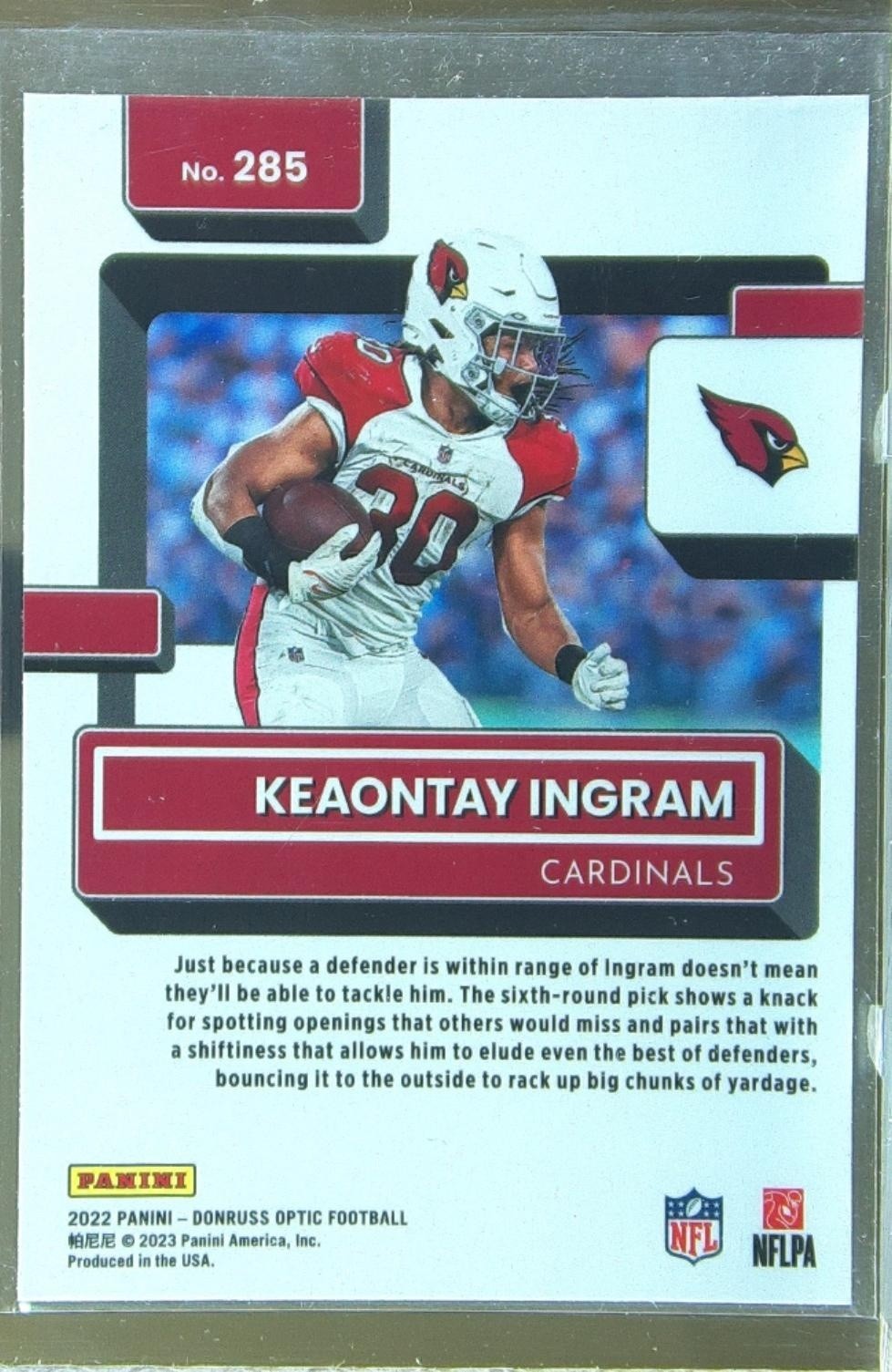 2022 Donruss Optic Keaontay Ingram RC #285 Cardinals - Image 3