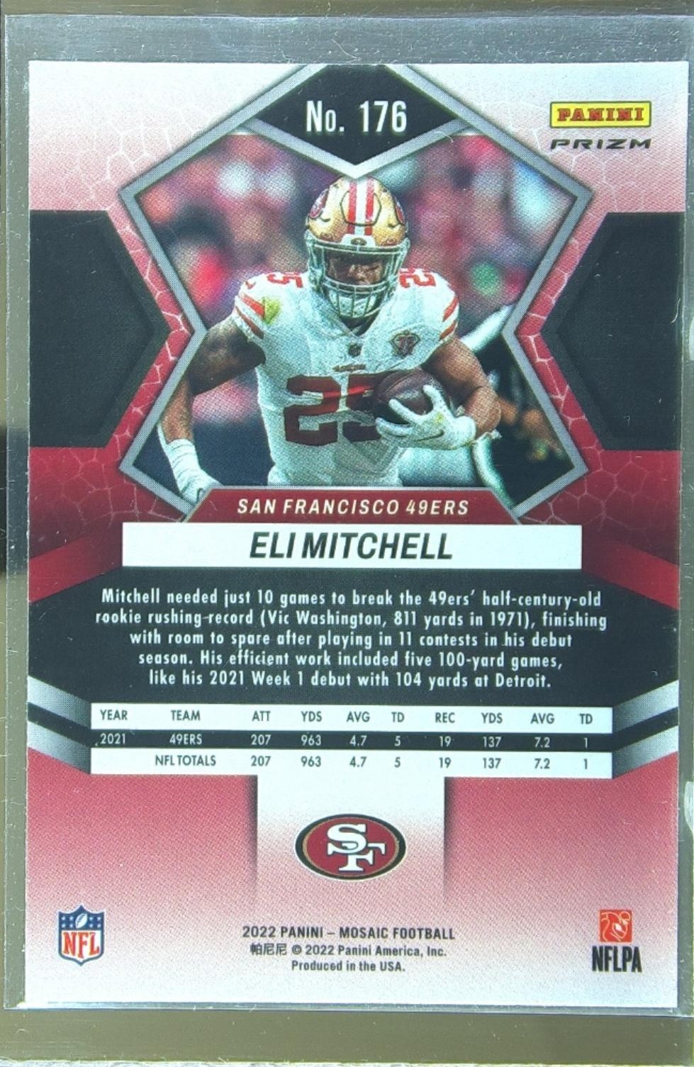 2022 Mosaic Eli Mitchell Mosaic Green #176 49ers - Image 3