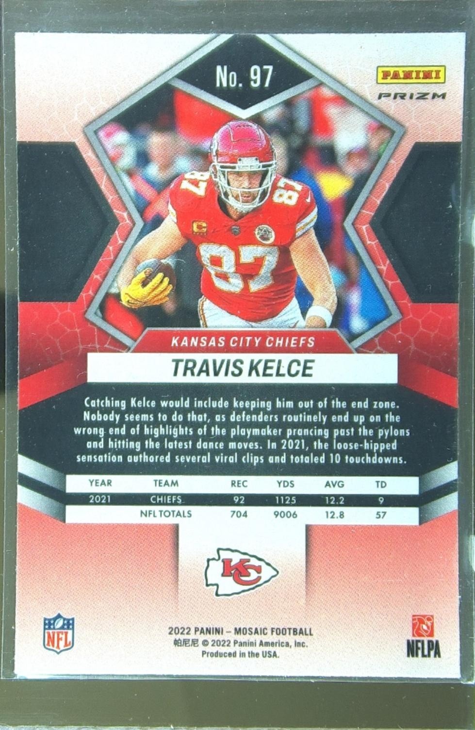 2022 Mosaic Travis Kelce Mosaic Reactive Orange #97 Chiefs - Image 3
