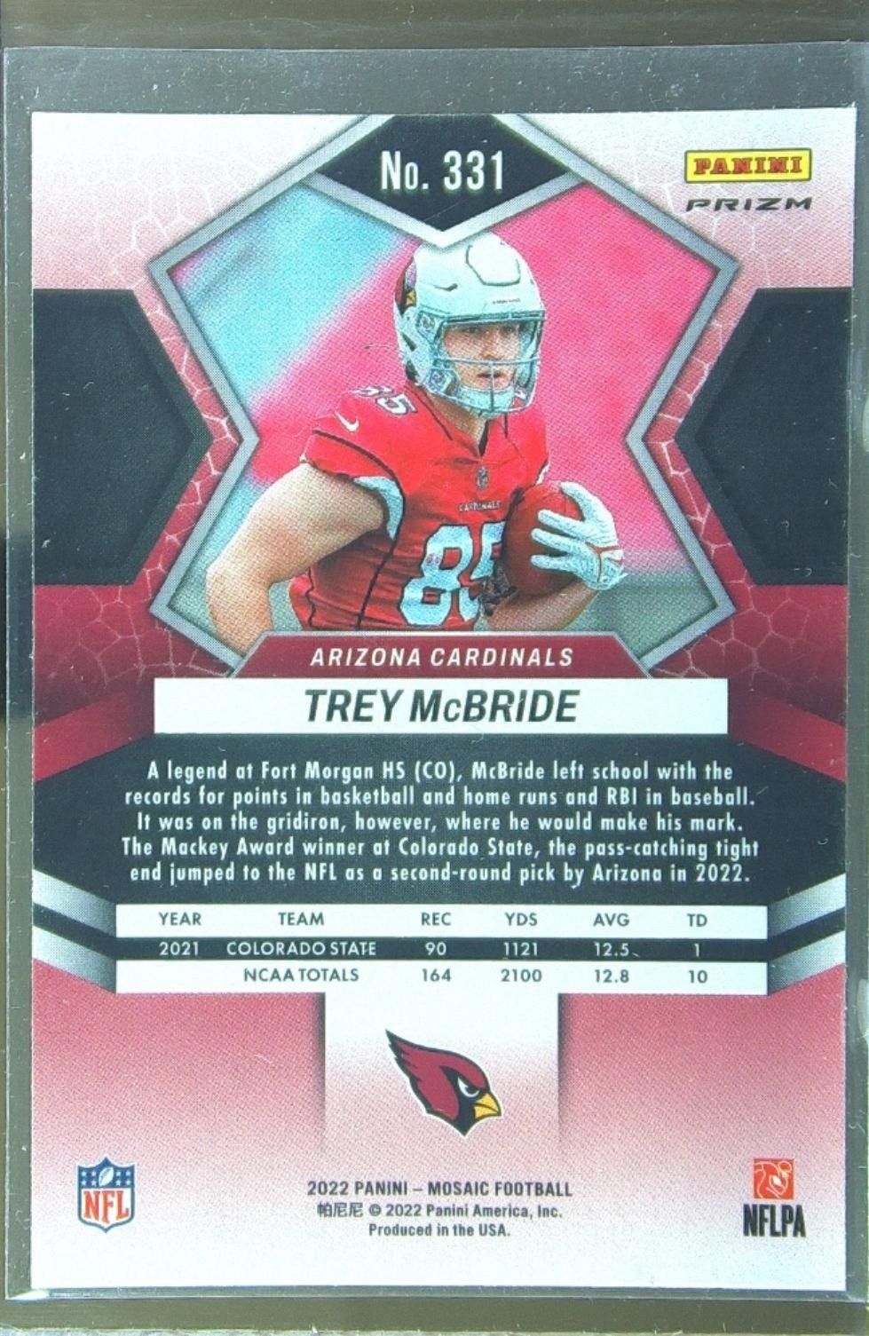 2022 Mosaic Trey McBride Mosaic Reactive Orange RC #331 Cardinals - Image 3