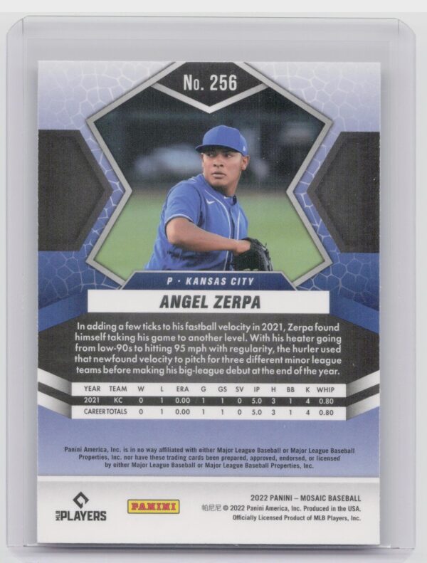2022 Panini Mosaic Angel Zerpa Rookie #256 Royals - Image 3