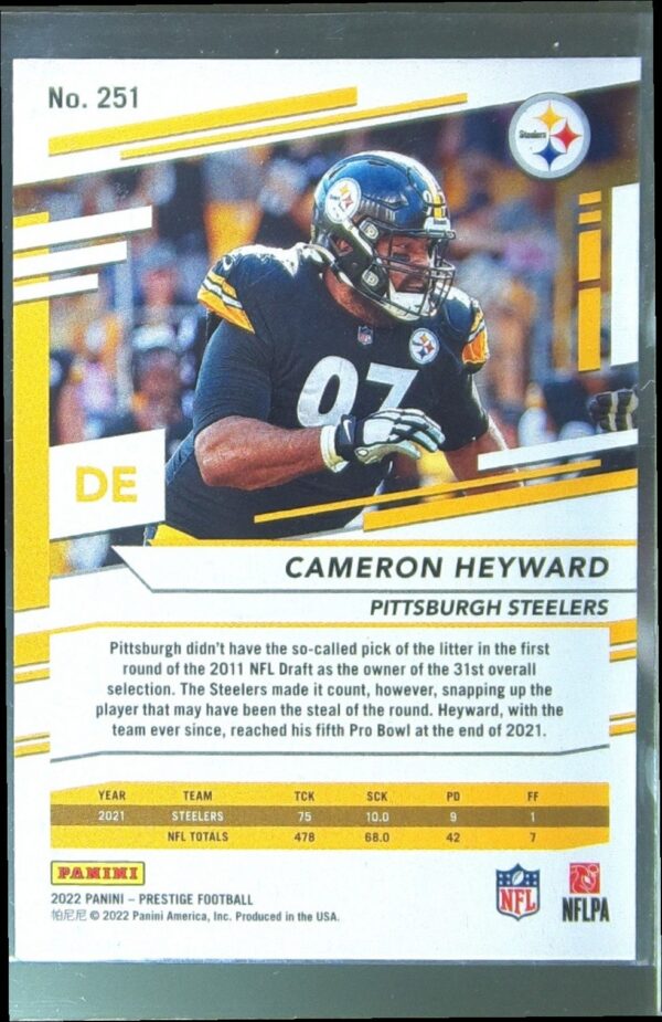 2022 Panini Prestige Cameron Heyward Xtra Points Diamond #251 Steelers - Image 3