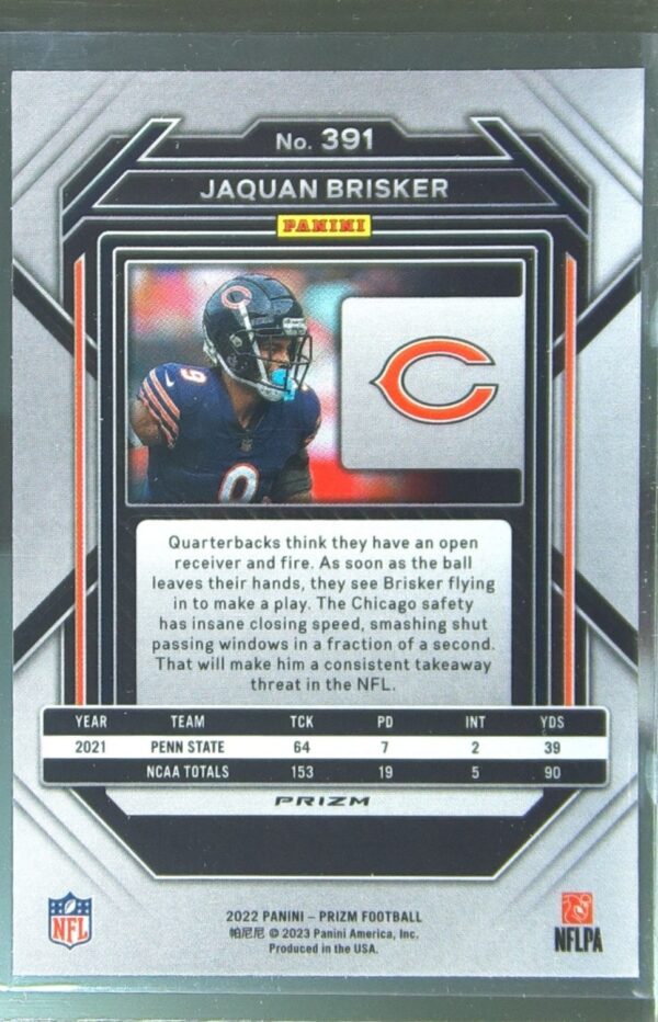 2022 Prizm Jaquan Brisker Green RC #391 Bears - Image 3