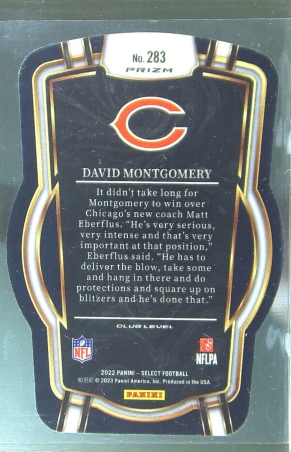 2022 Select David Montgomery Black and Green Prizm Die Cut #283 Bears - Image 3