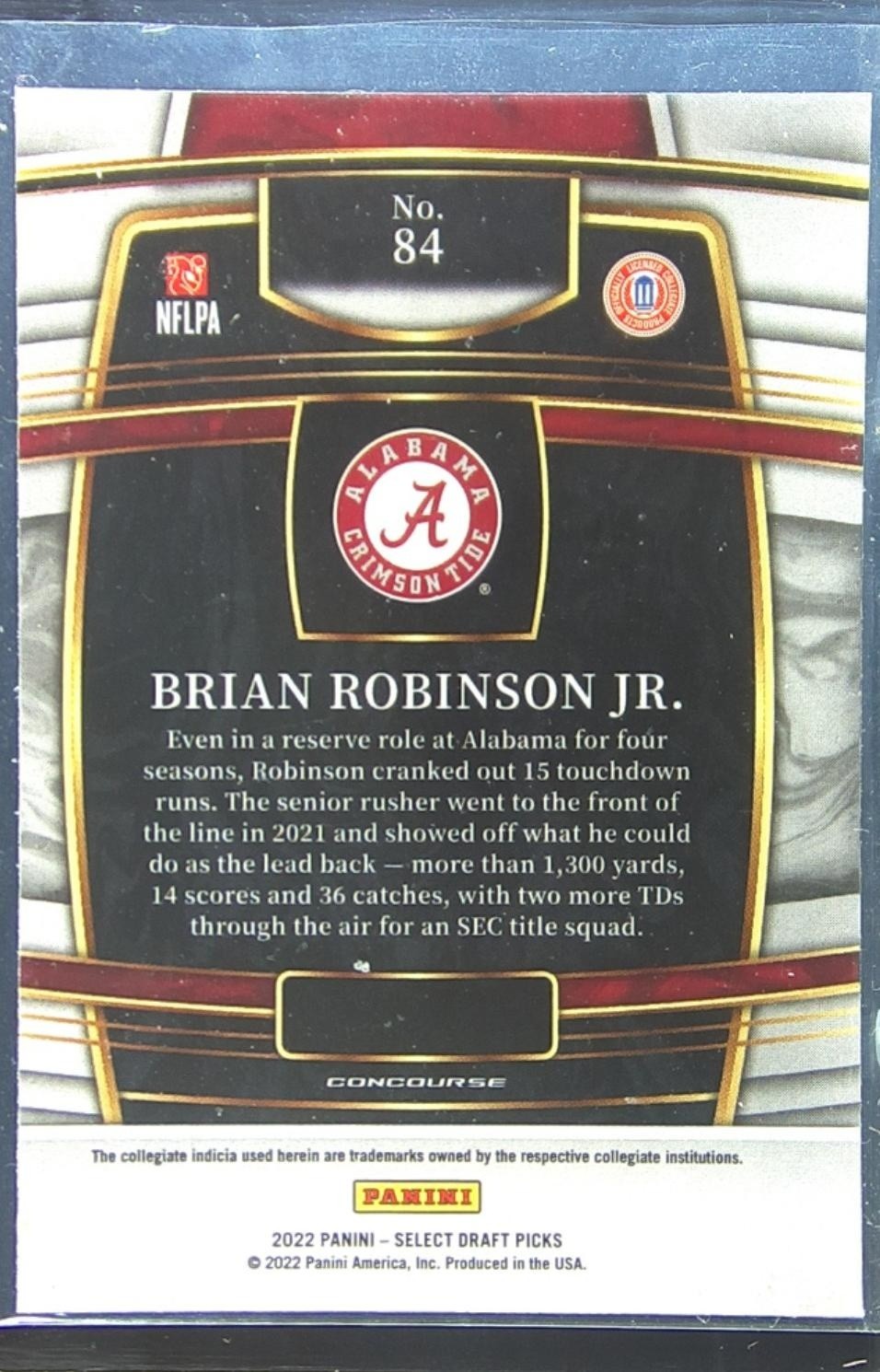 2022 Select Draft Picks Brian Robinson Jr. Blue (Retail Base) RC #84 Tide - Image 3