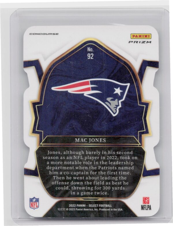 2022 Select Mac Jones Green and Yellow Prizm Die Cut #92 Patriots - Image 3