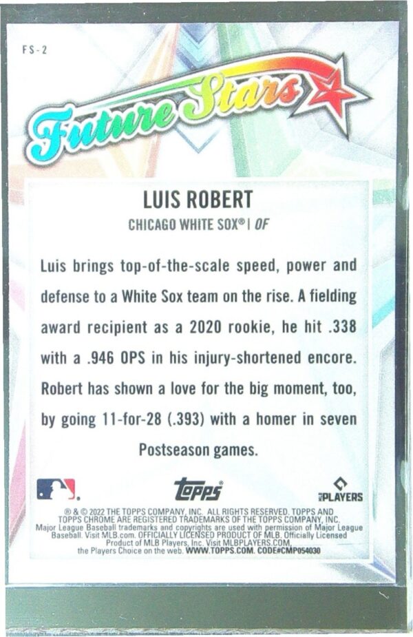 2022 Topps Chrome Luis Robert #FS-2 Sox Future Stars - Image 3