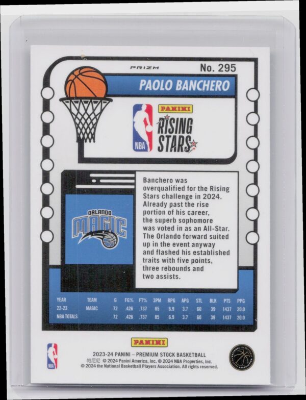 2023-24 Hoops Premium Stock Paolo Banchero Ice Prizm 295 Magic - Image 3